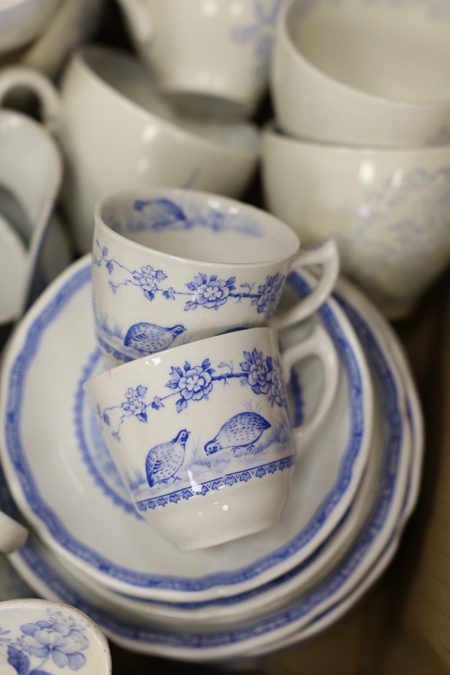 A blue and white part tea set